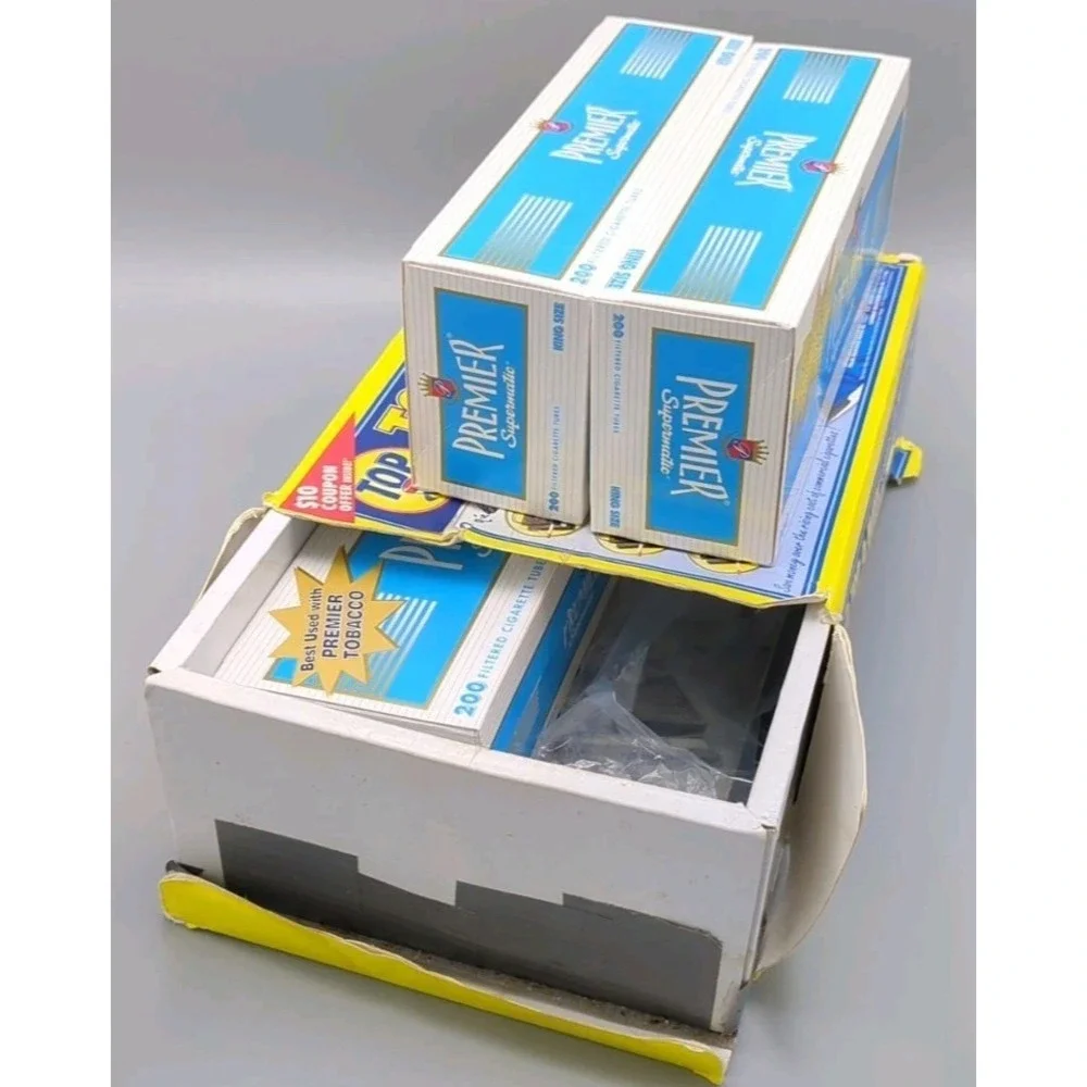 Lot Top-O-Matic Cigarette Machine Parts, Manual, Box, Mat, 600 Tubes; No Machine